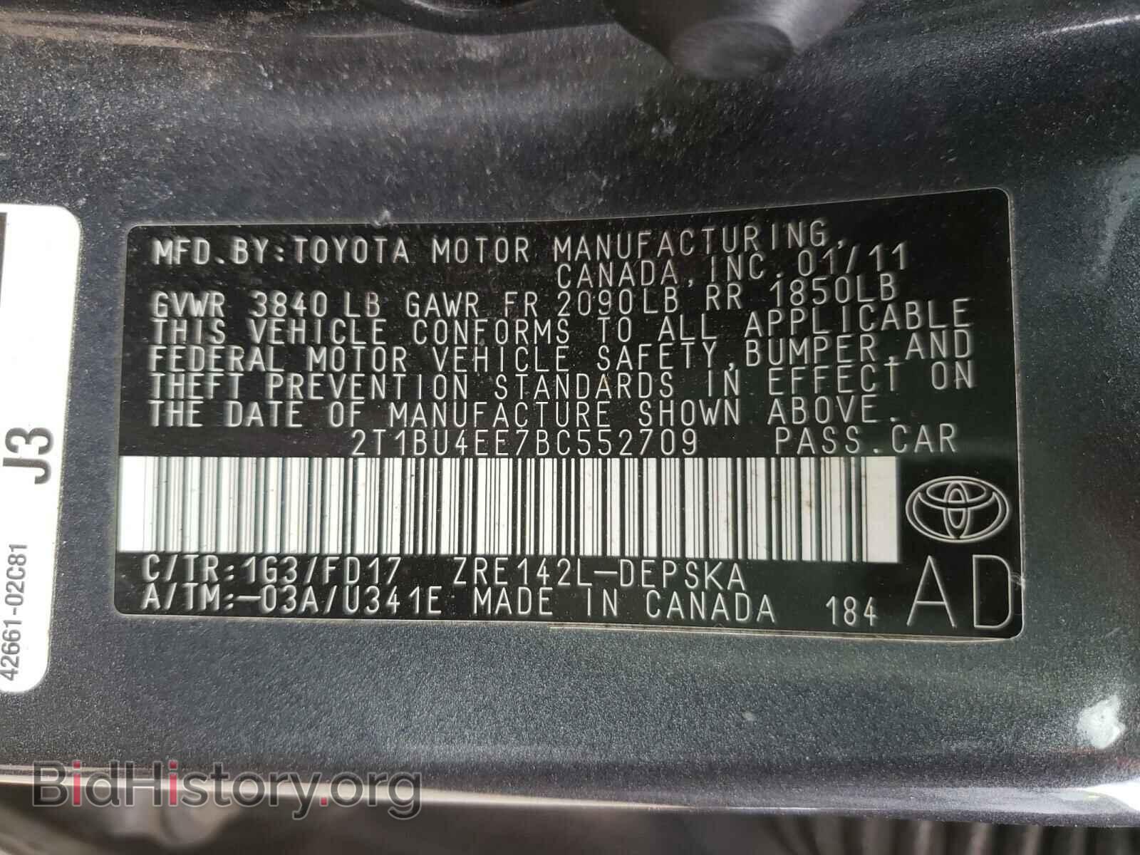 2011 TOYOTA COROLLA - VIN: 2T1BU4EE7BC552709 - Фото 10