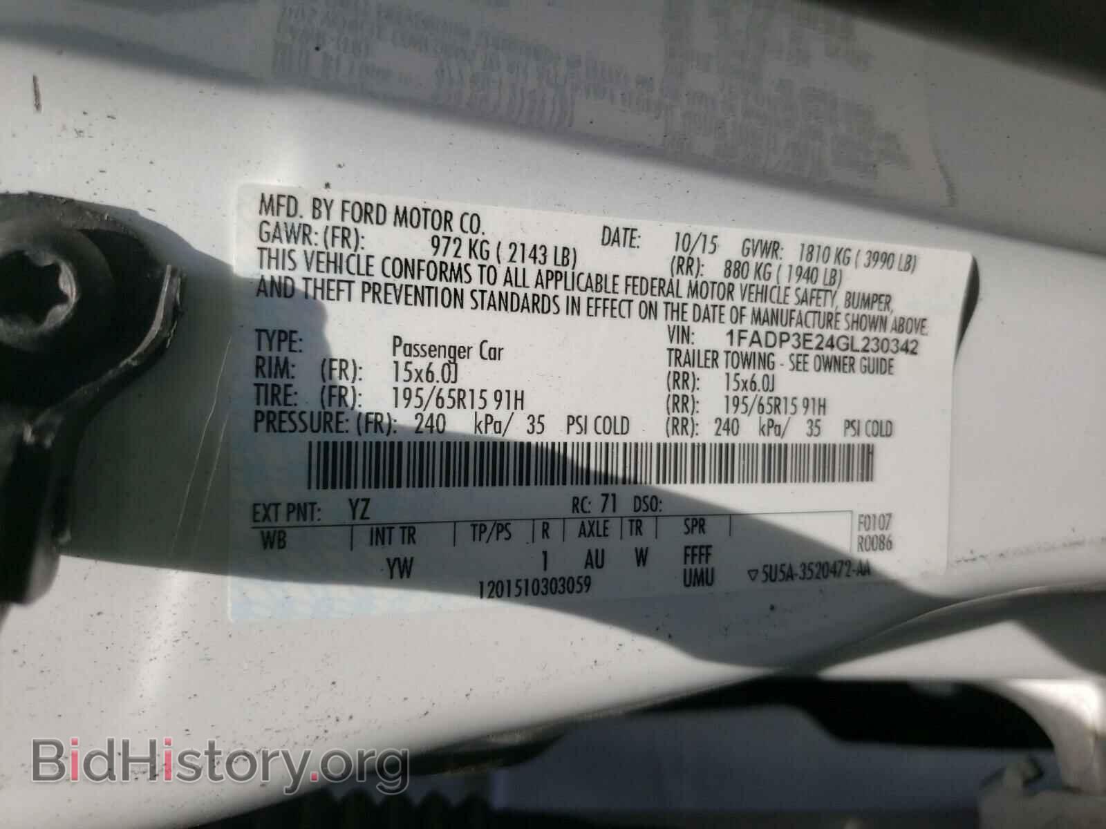 2016 FORD FOCUS - VIN: 1FADP3E24GL230342 - Photo 10