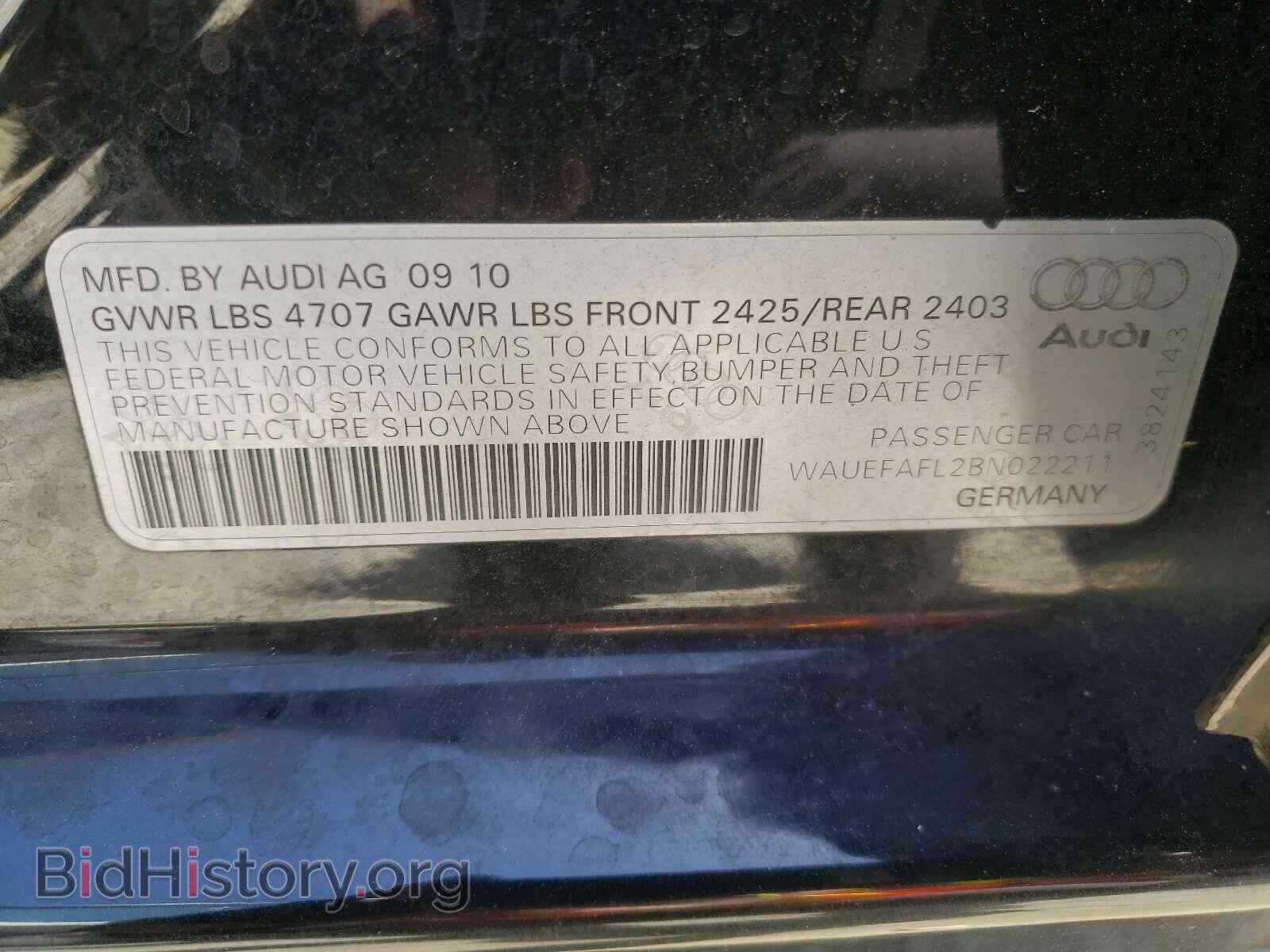 2011 AUDI A4 - VIN: WAUEFAFL2BN022211 - Фото 10