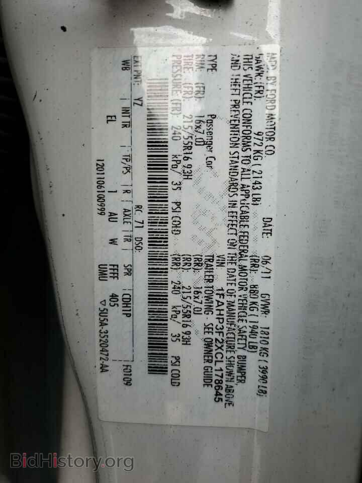2012 FORD FOCUS - VIN: 1FAHP3F2XCL178645 - Фото 12