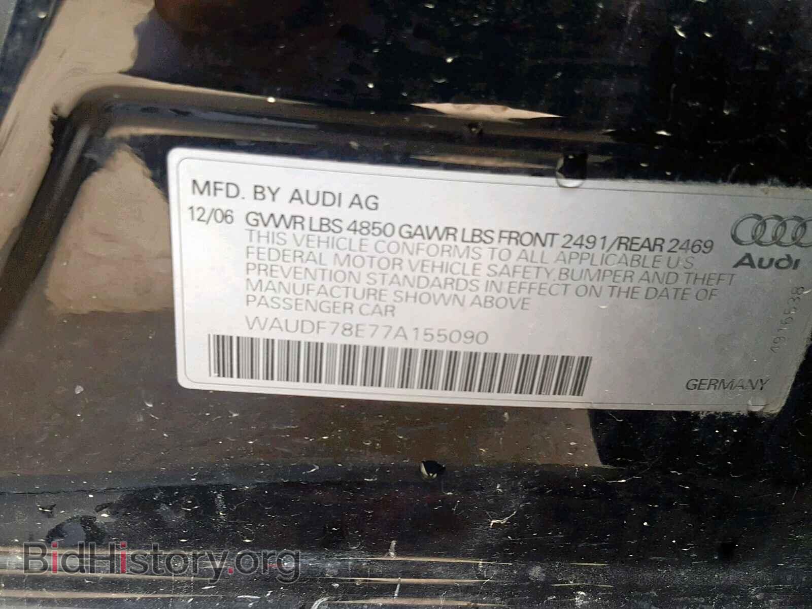 2007 AUDI A4 - VIN: WAUDF78E77A155090 - Фото 10