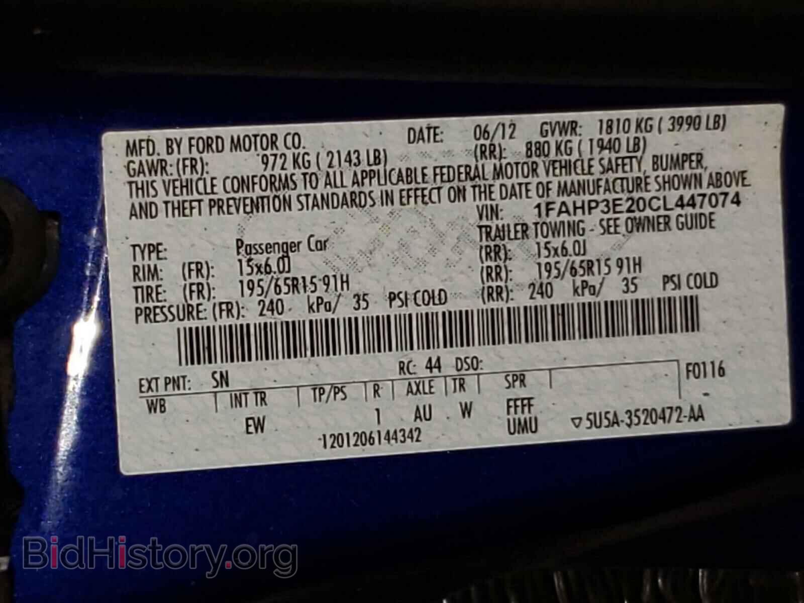 2012 FORD FOCUS - VIN: 1FAHP3E20CL447074 - Фото 10