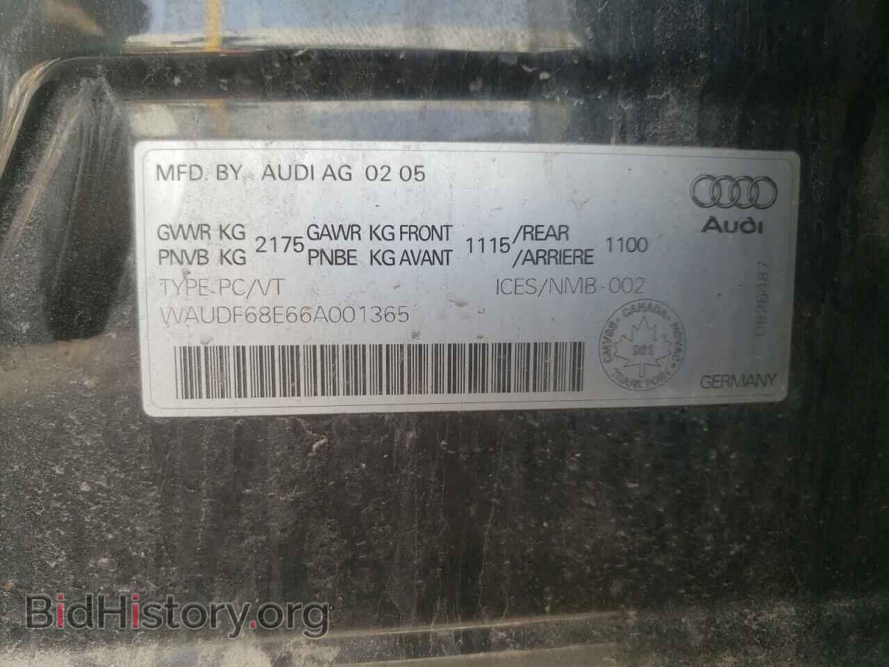 2006 AUDI A4 - VIN: WAUDF68E66A001365 - Фото 10
