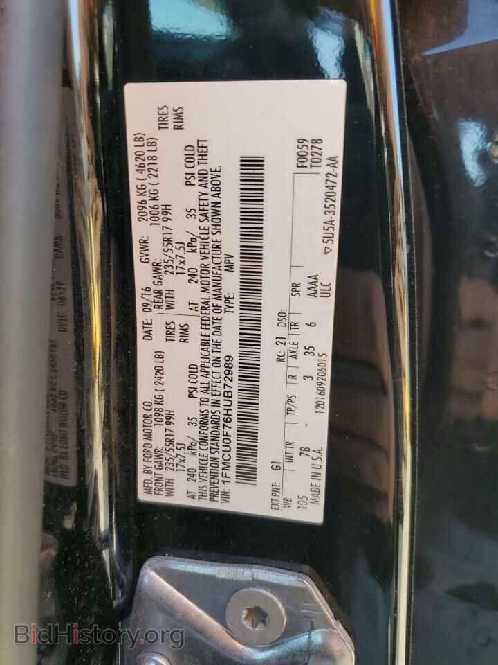 2017 FORD ESCAPE - VIN: 1FMCU0F76HUB72989 - Фото 13