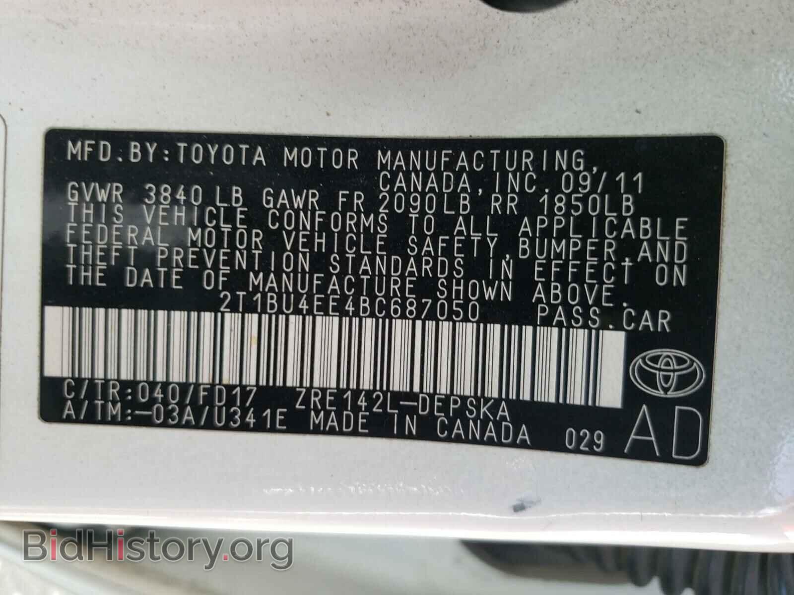 2011 TOYOTA COROLLA - VIN: 2T1BU4EE4BC687050 - Фото 10