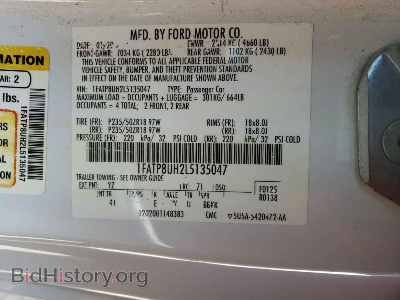 2020 FORD MUSTANG - VIN: 1FATP8UH2L5135047 - Фото 10