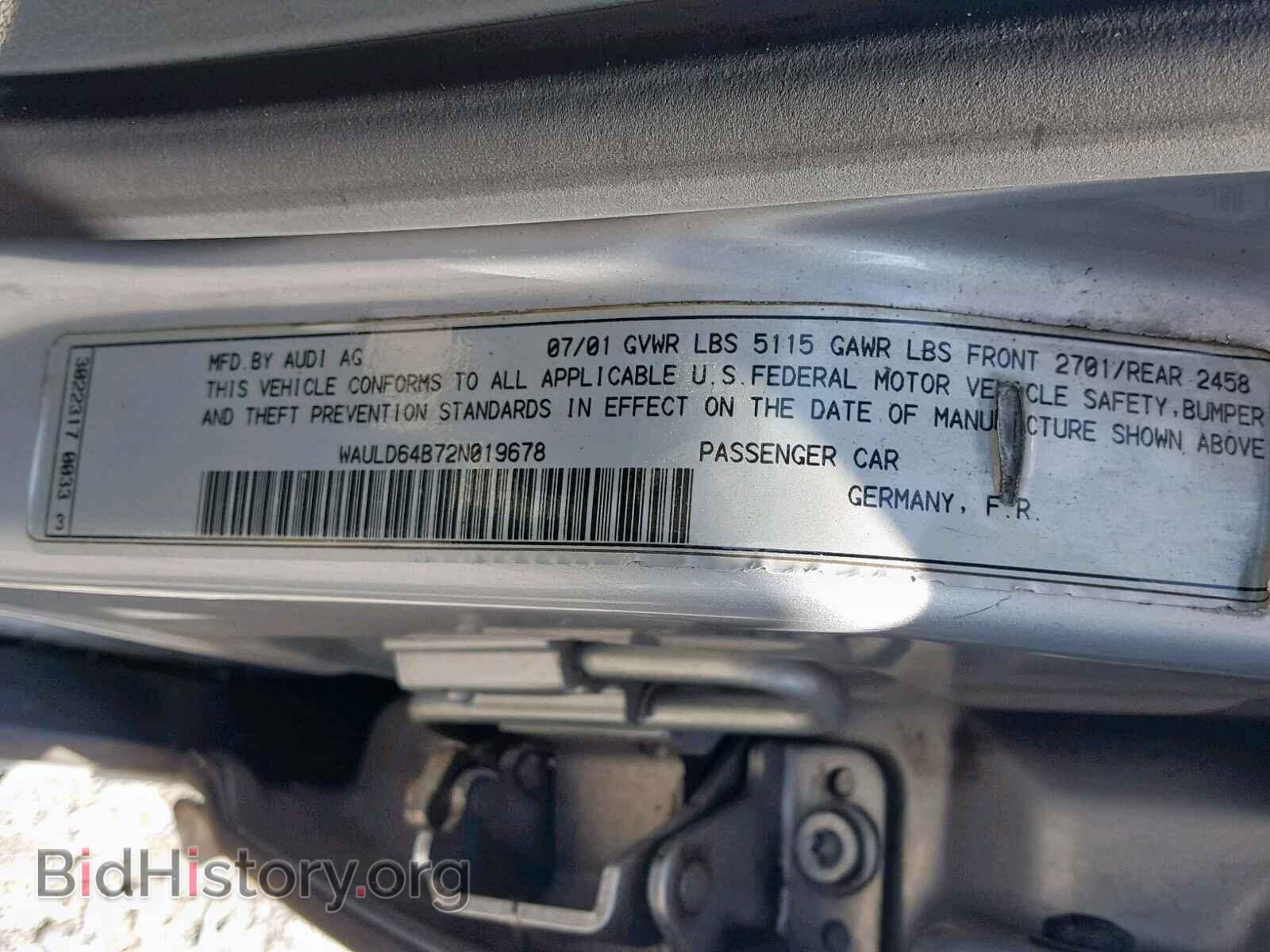 2002 AUDI A6 - VIN: WAULD64B72N019678 - Фото 10