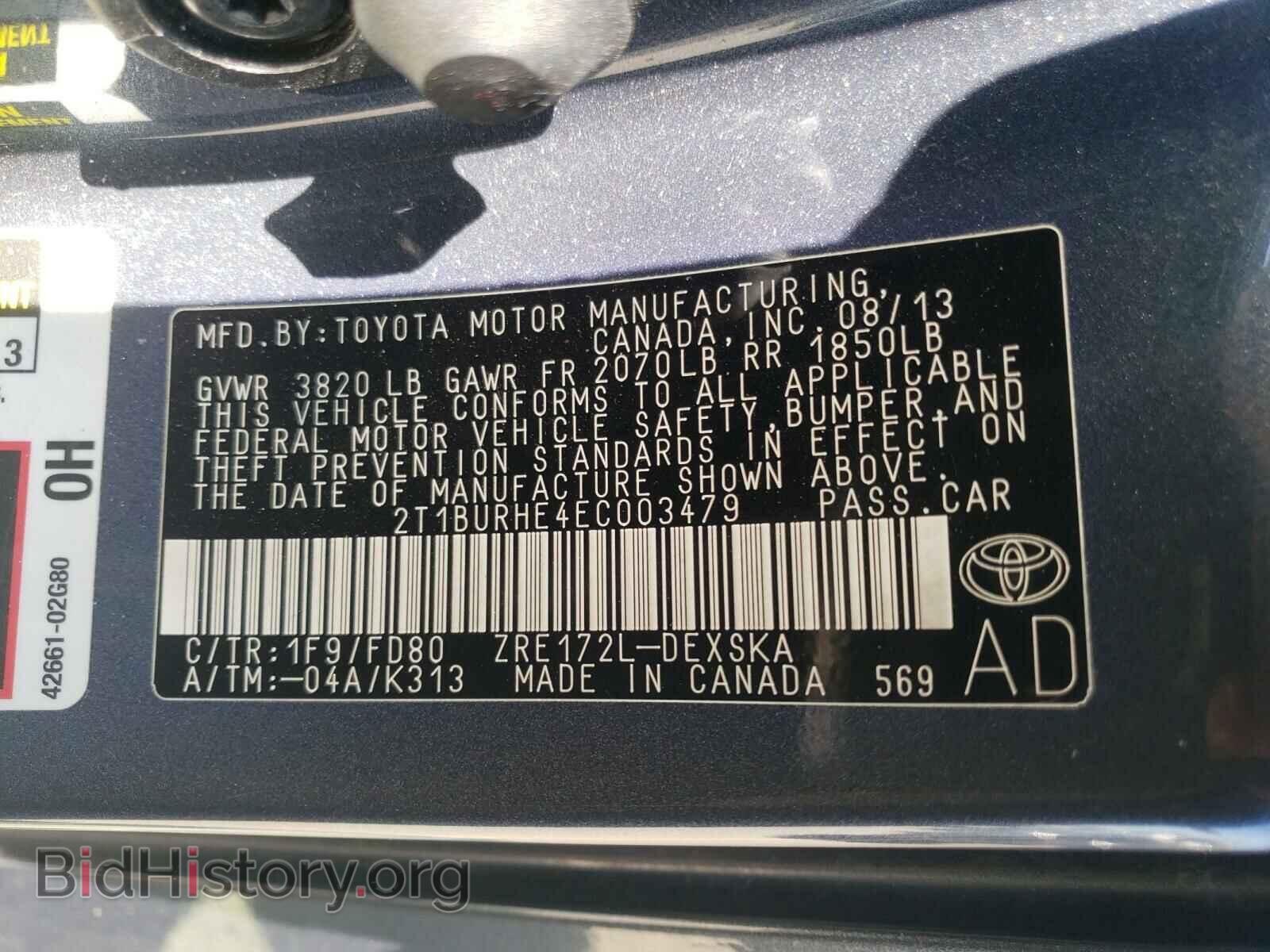 2014 Toyota COROLLA (VIN 2T1BURHE4EC003479) — фото 10 из 10