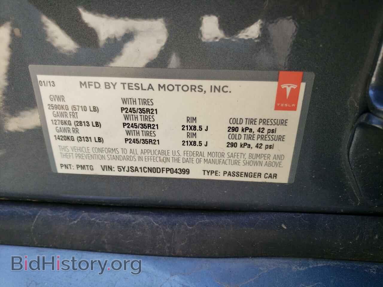 2013 TESLA MODEL S - VIN: 5YJSA1CN0DFP04399 - Photo 10