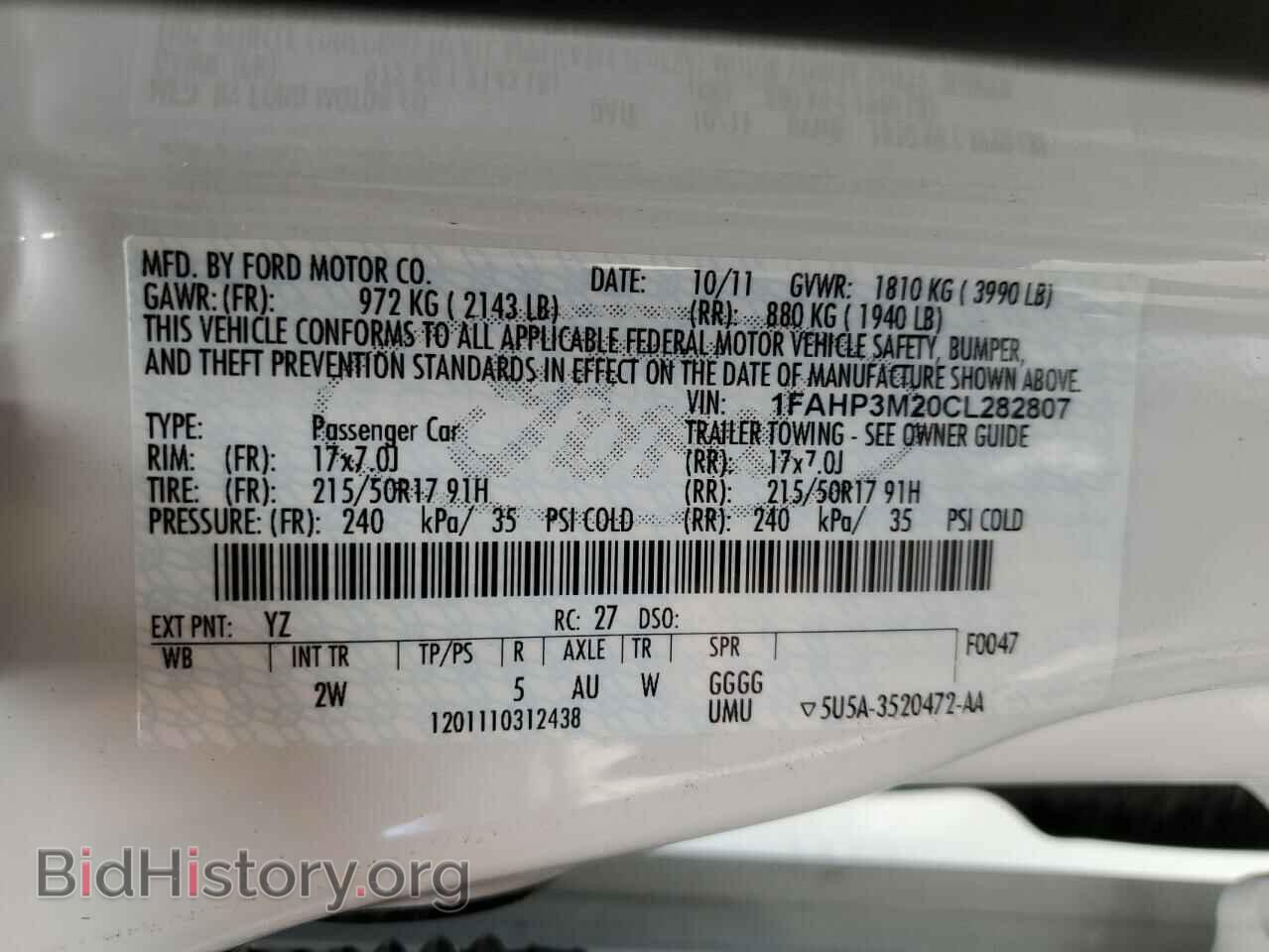 2012 FORD FOCUS - VIN: 1FAHP3M20CL282807 - Фото 12