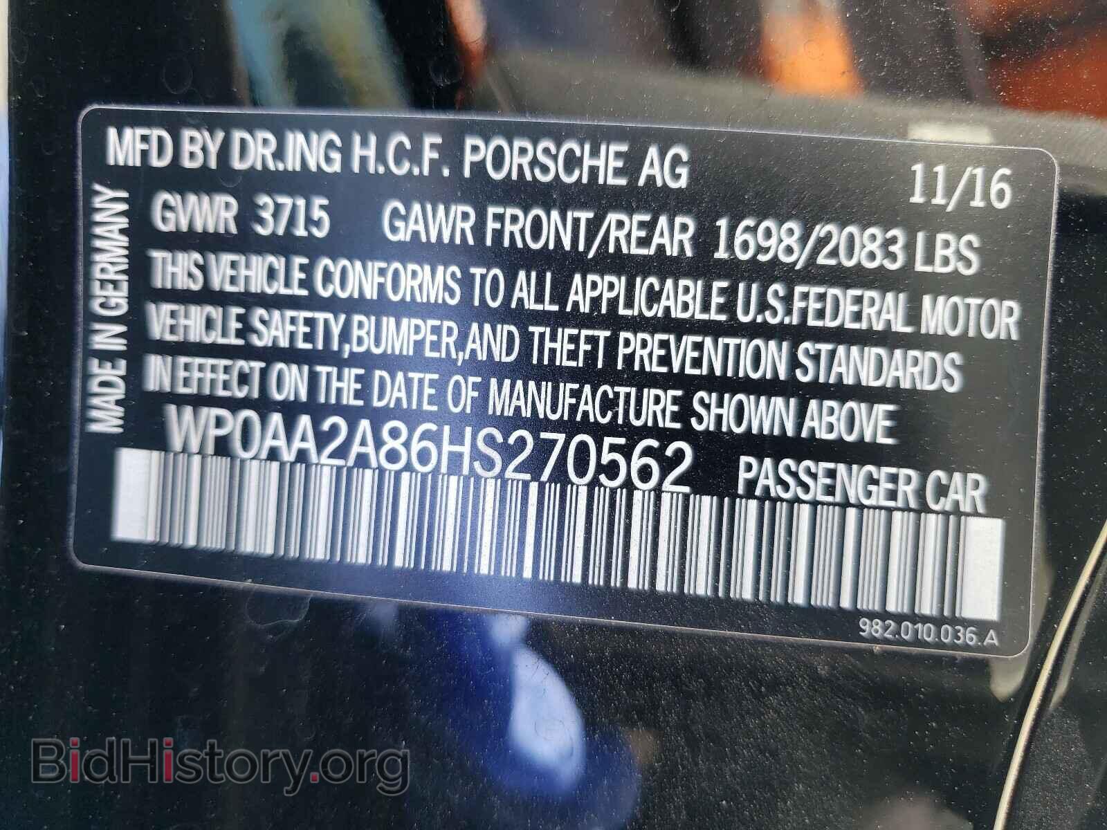 2017 PORSCHE CAYMAN - VIN: WP0AA2A86HS270562 - Фото 10