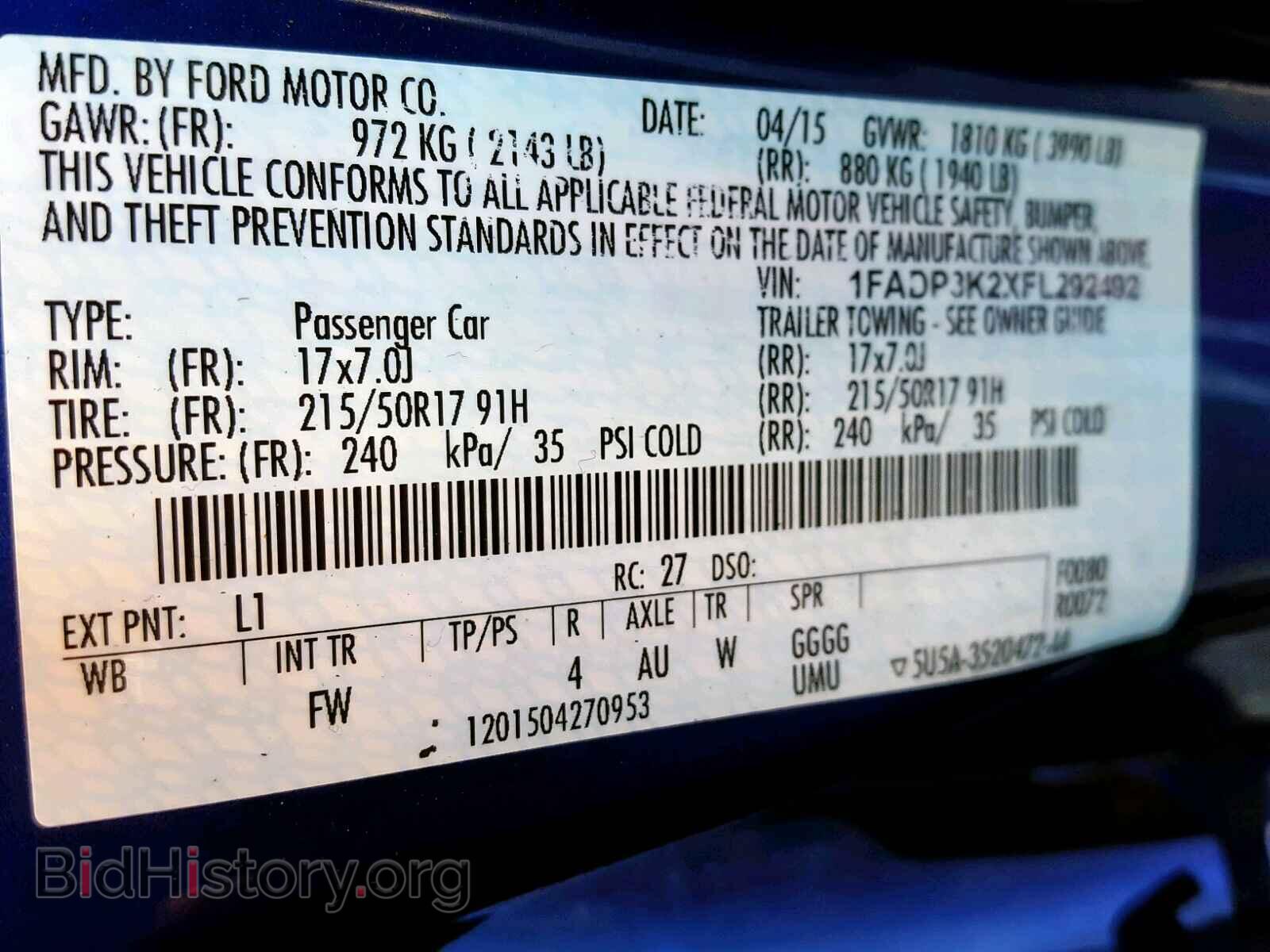 2015 FORD FOCUS SE - VIN: 1FADP3K2XFL292492 - Фото 10