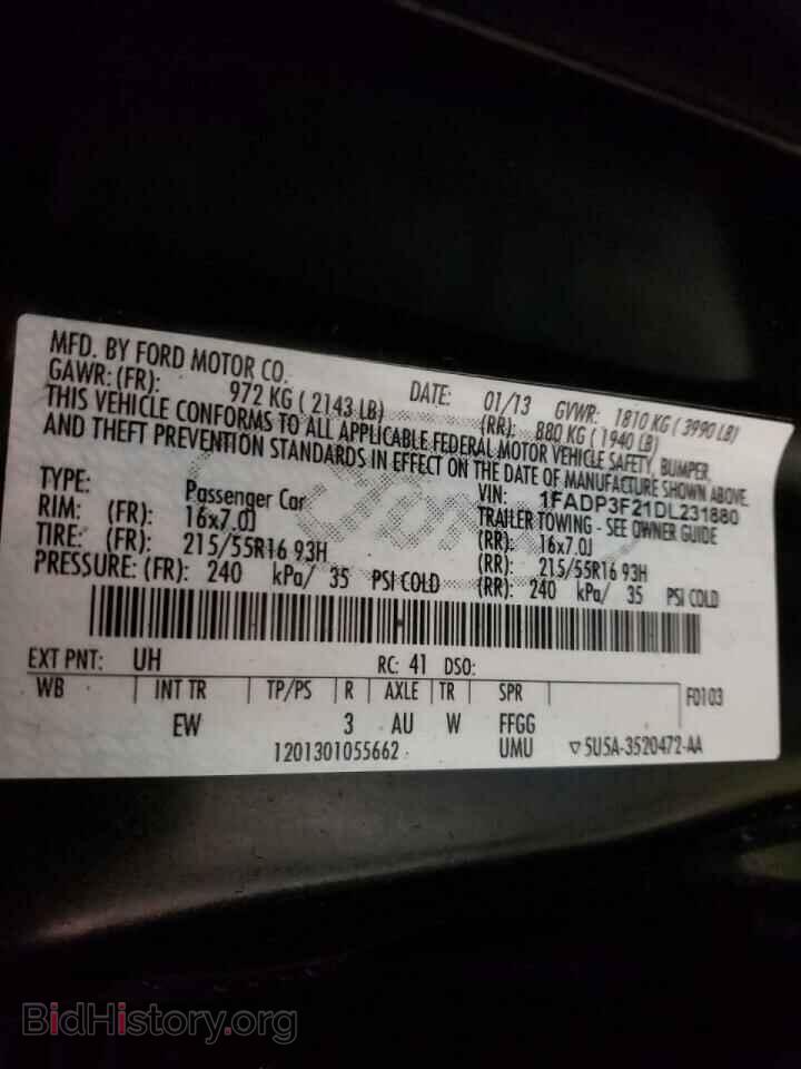 2013 FORD FOCUS - VIN: 1FADP3F21DL231880 - Фото 10