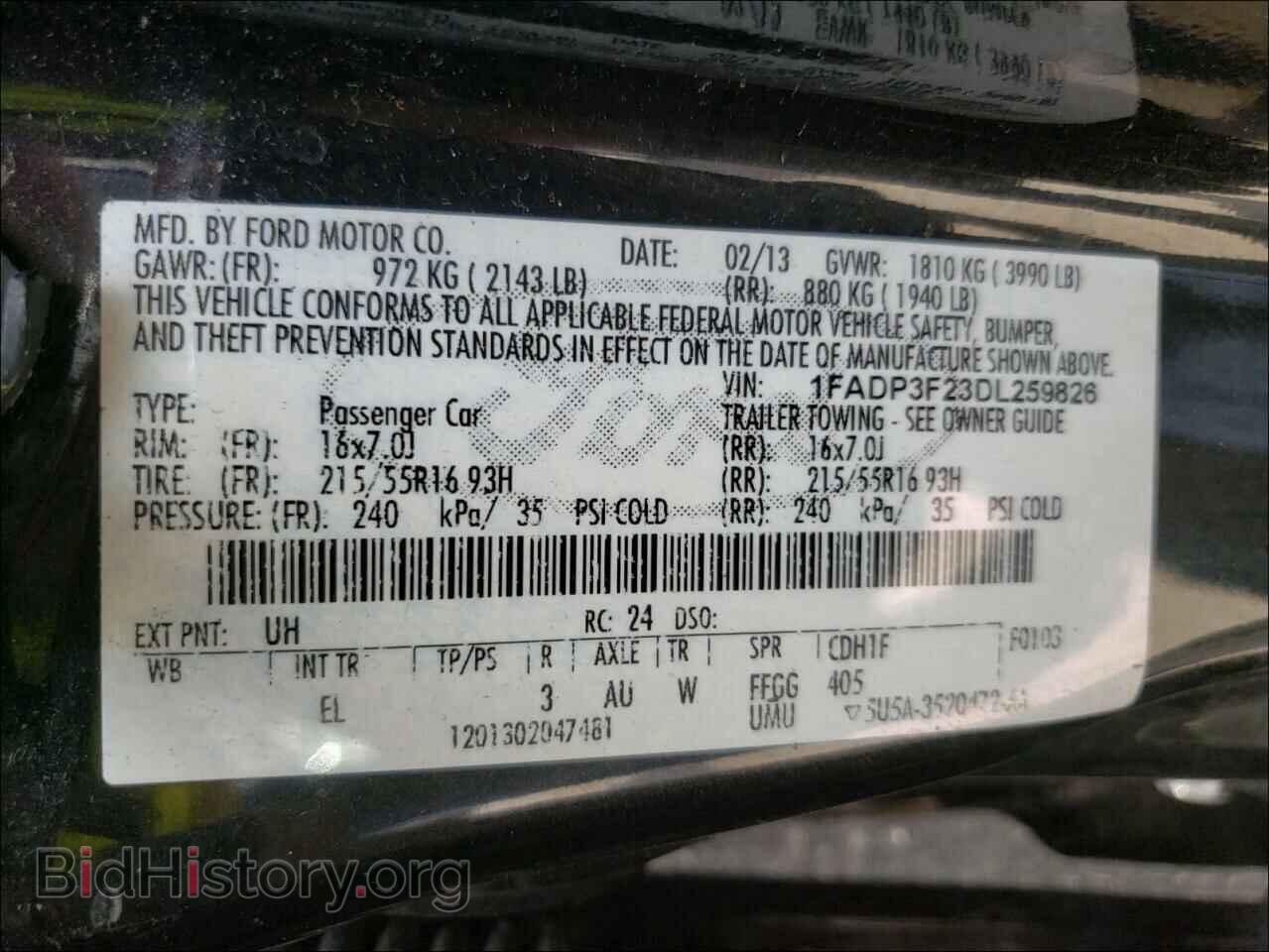 2013 FORD FOCUS - VIN: 1FADP3F23DL259826 - Фото 10
