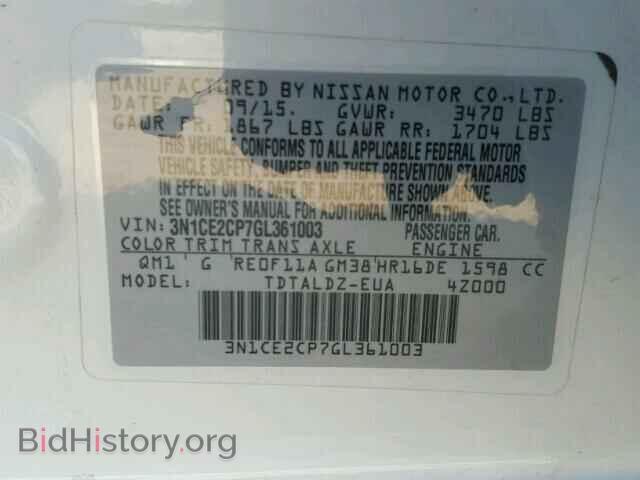 2016 NISSAN VERSA - VIN: 3N1CE2CP7GL361003 - Photo 10