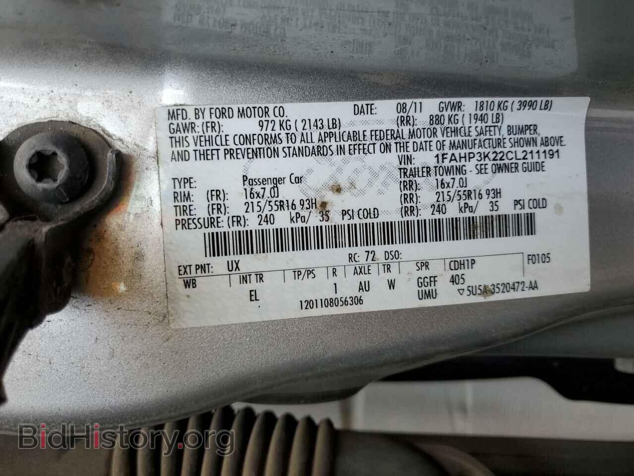 2012 FORD FOCUS - VIN: 1FAHP3K22CL211191 - Фото 12
