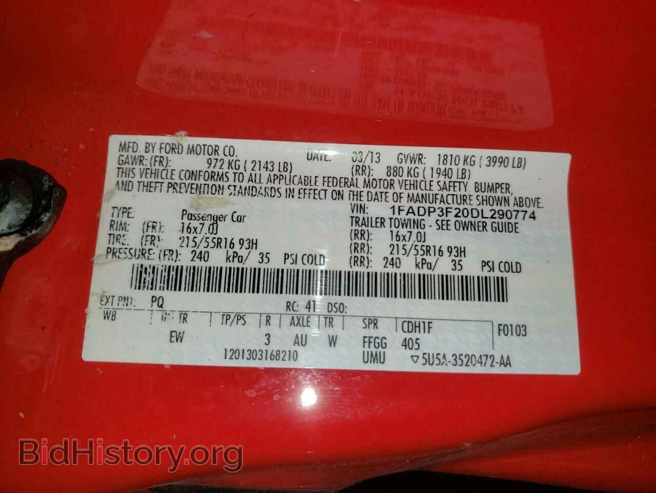 2013 FORD FOCUS - VIN: 1FADP3F20DL290774 - Фото 10
