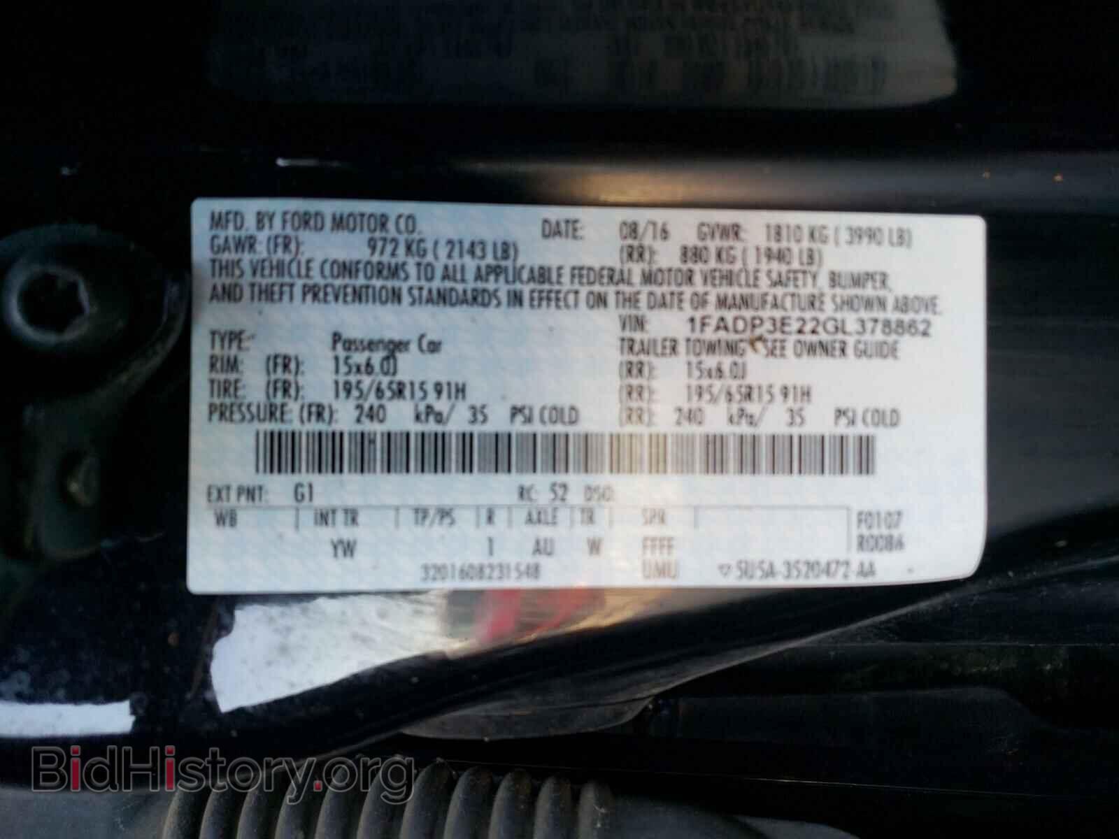 2016 FORD FOCUS - VIN: 1FADP3E22GL378862 - Фото 10