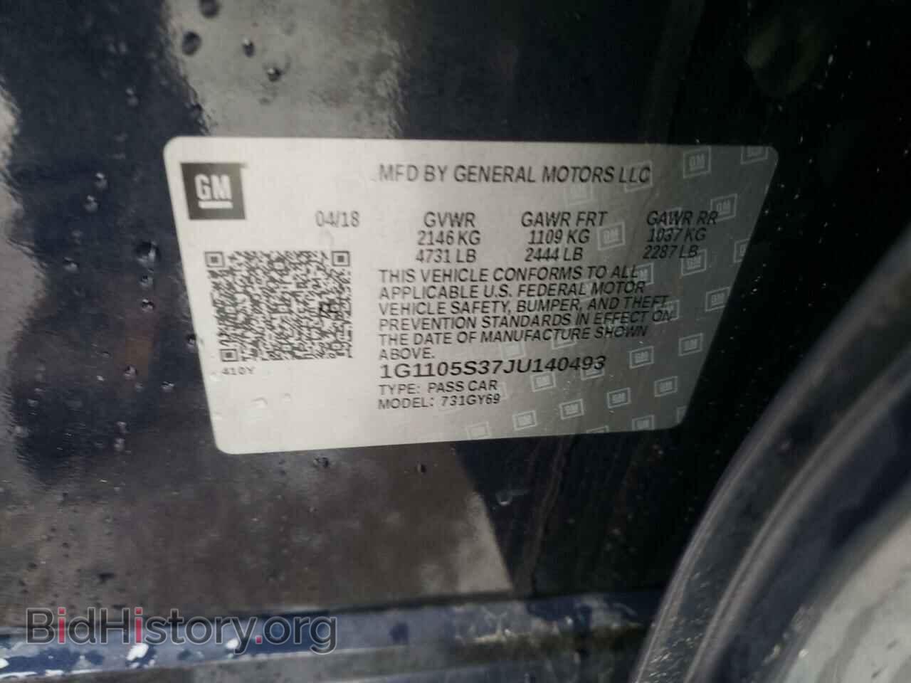 2018 CHEVROLET IMPALA - VIN: 1G1105S37JU140493 - Фото 10