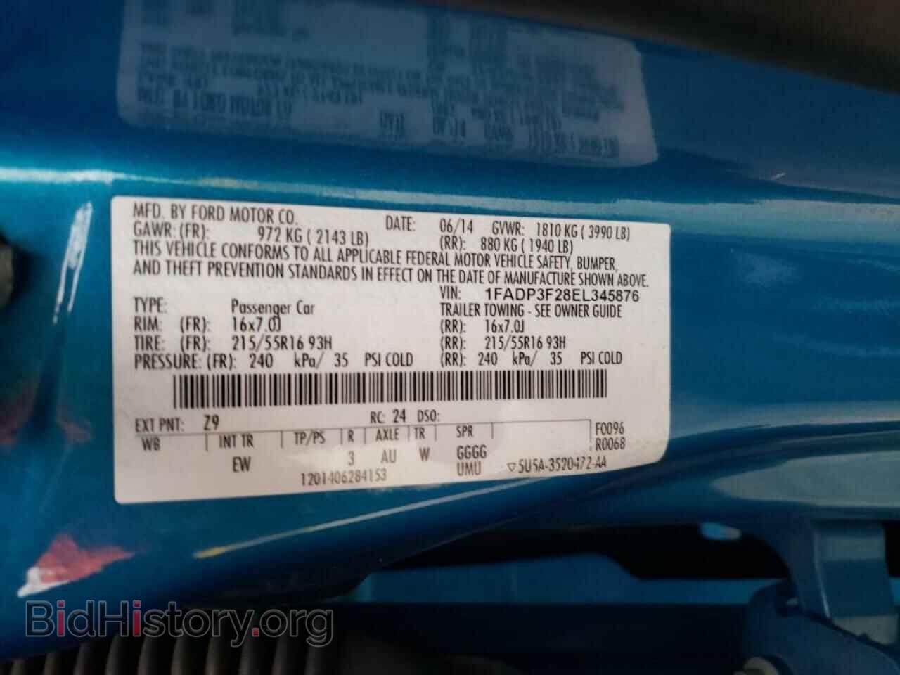 2014 FORD FOCUS - VIN: 1FADP3F28EL345876 - Фото 10