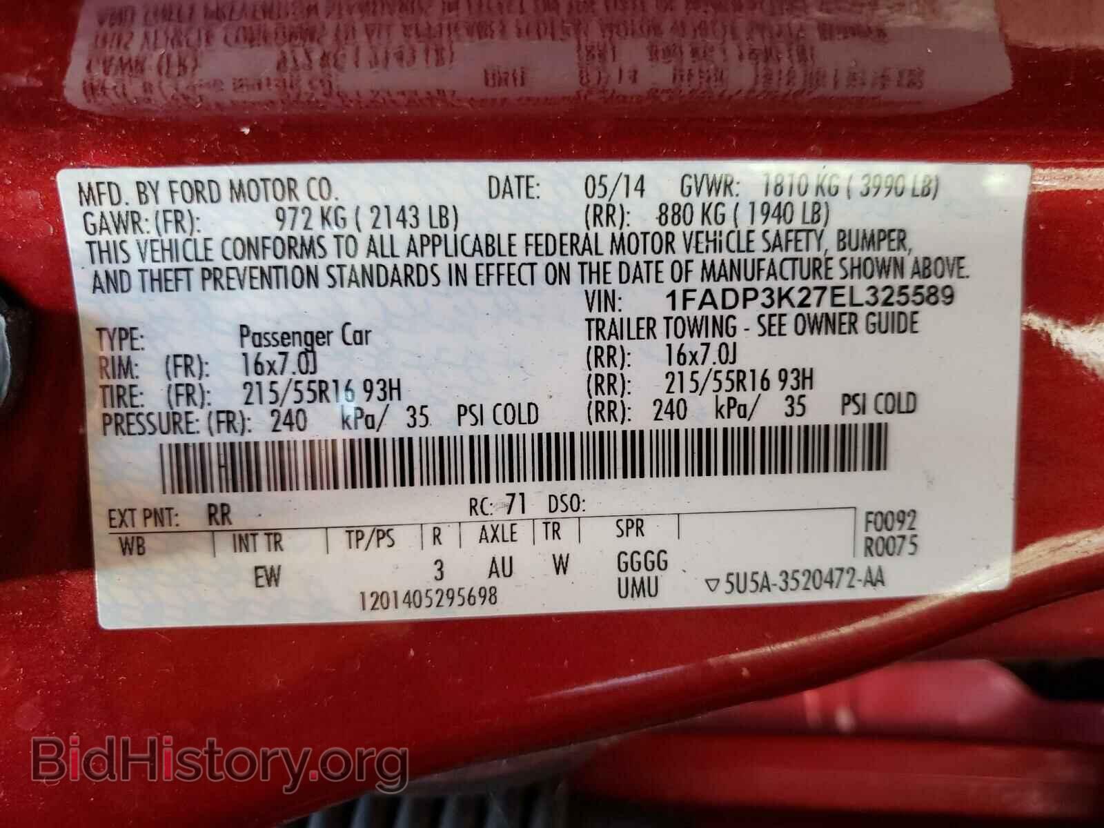2014 FORD FOCUS - VIN: 1FADP3K27EL325589 - Фото 10