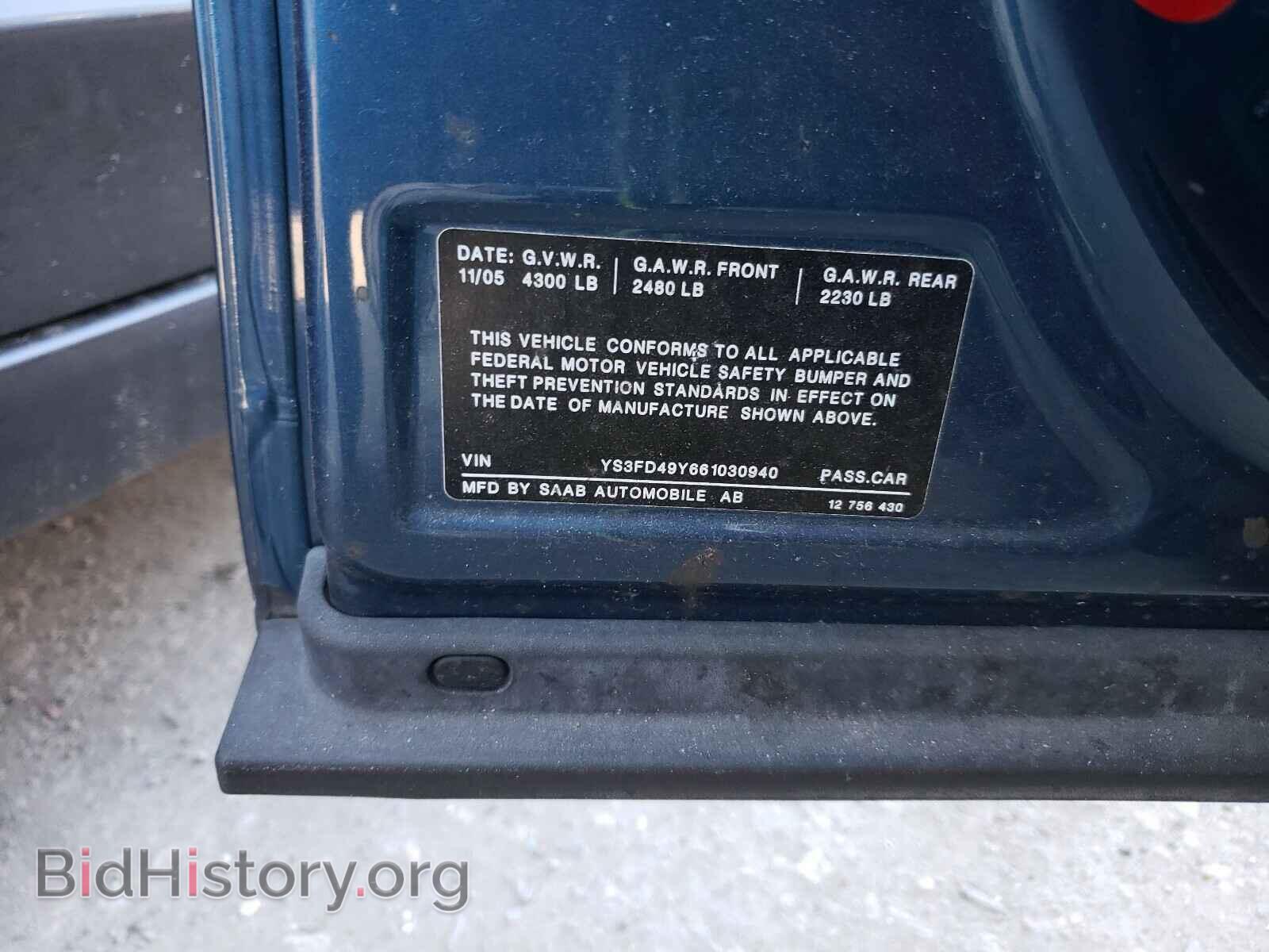 2006 SAAB 9 3 - VIN: YS3FD49Y661030940 - Фото 10