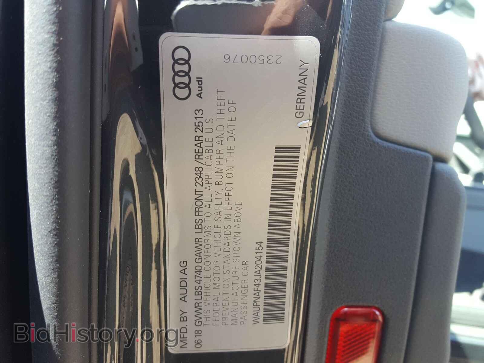 2018 AUDI A4 - VIN: WAUPNAF43JA204154 - Фото 10