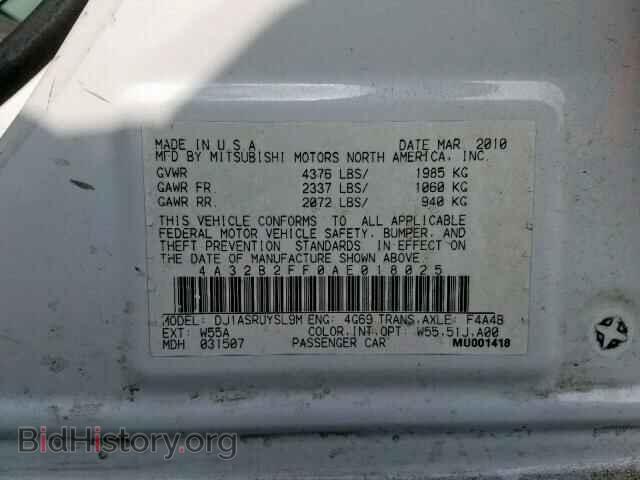 2010 MITSUBISHI GALANT - VIN: 4A32B2FF0AE018025 - Фото 10