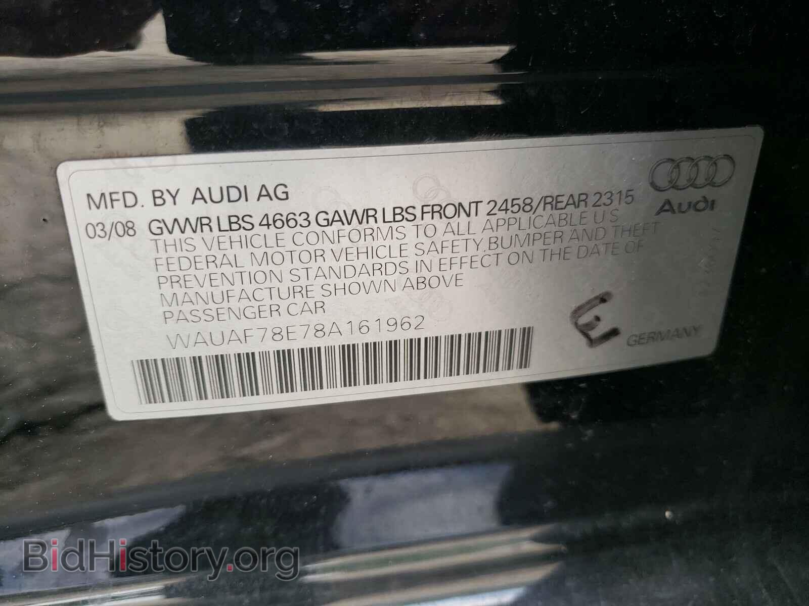 2008 AUDI A4 - VIN: WAUAF78E78A161962 - Фото 10