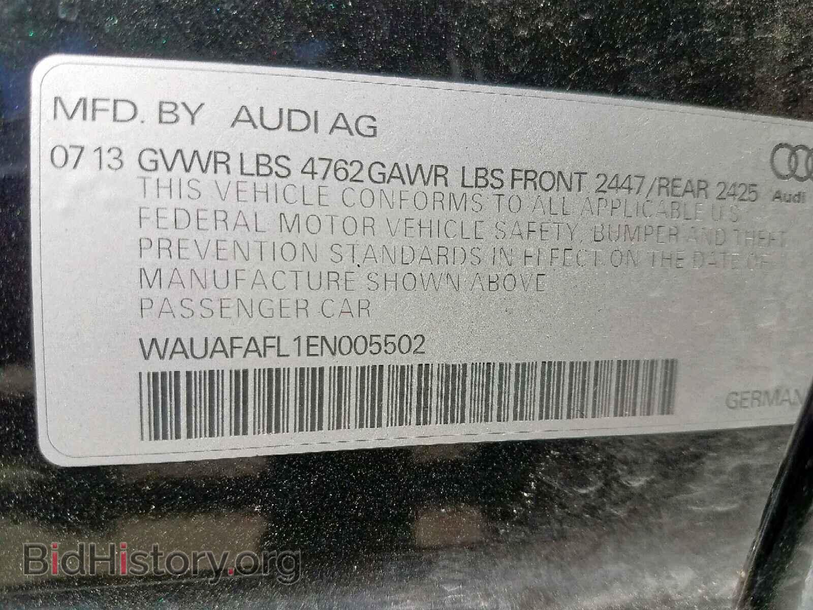 2014 AUDI A4 - VIN: WAUAFAFL1EN005502 - Фото 10