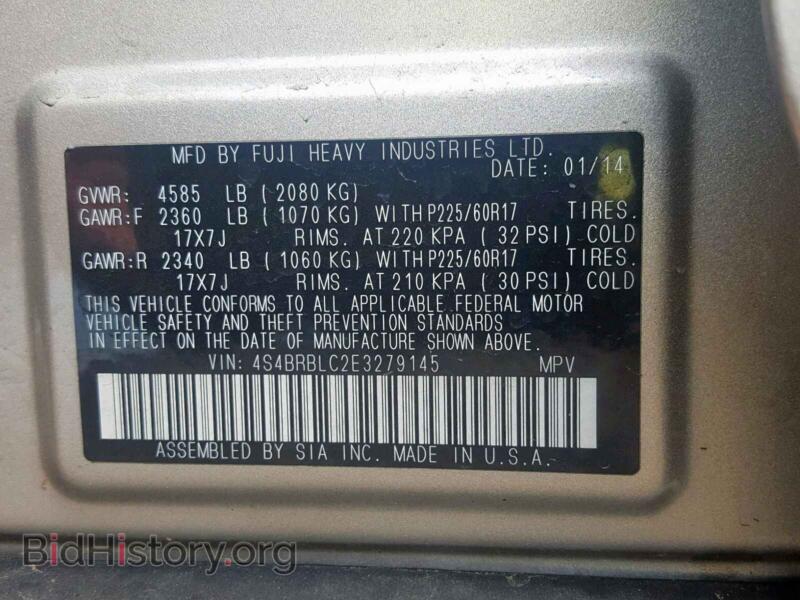 2014 Subaru OUTBACK 2. (VIN 4S4BRBLC2E3279145) — фото 10 из 10