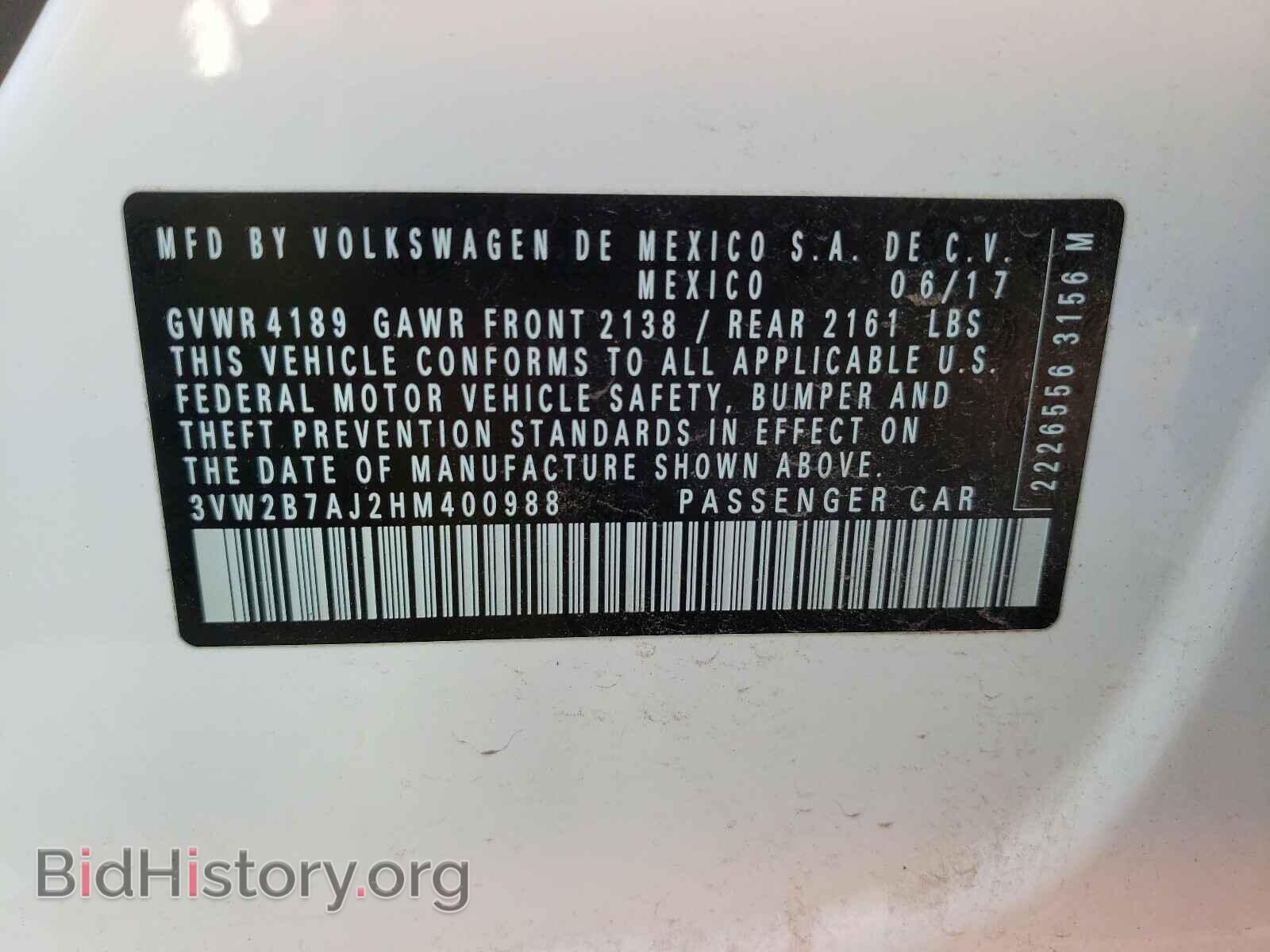 2017 VOLKSWAGEN JETTA - VIN: 3VW2B7AJ2HM400988 - Photo 10