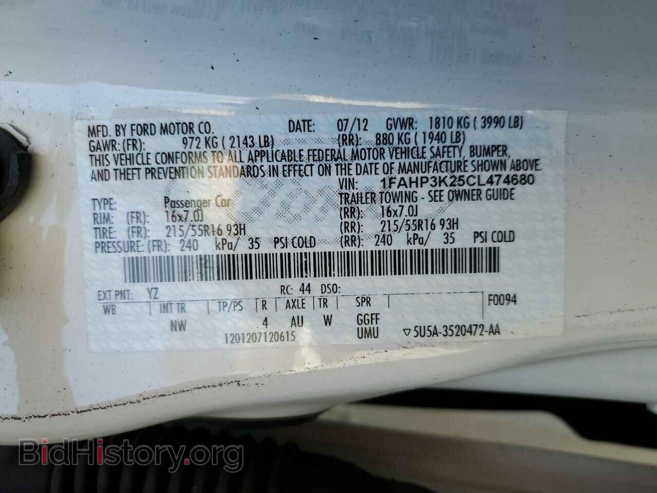 2012 FORD FOCUS - VIN: 1FAHP3K25CL474680 - Фото 12