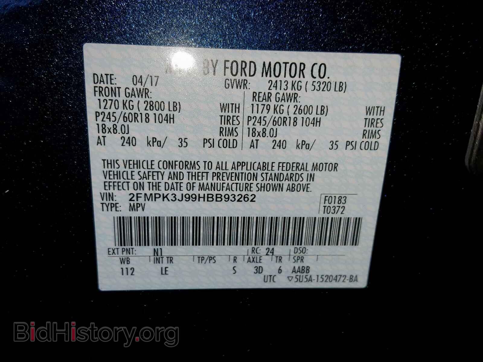 2017 FORD EDGE SEL - VIN: 2FMPK3J99HBB93262 - Photo 10