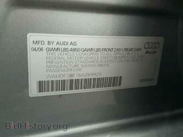 2006 AUDI A4 - VIN: WAUDF78E16A269925 - Photo 9