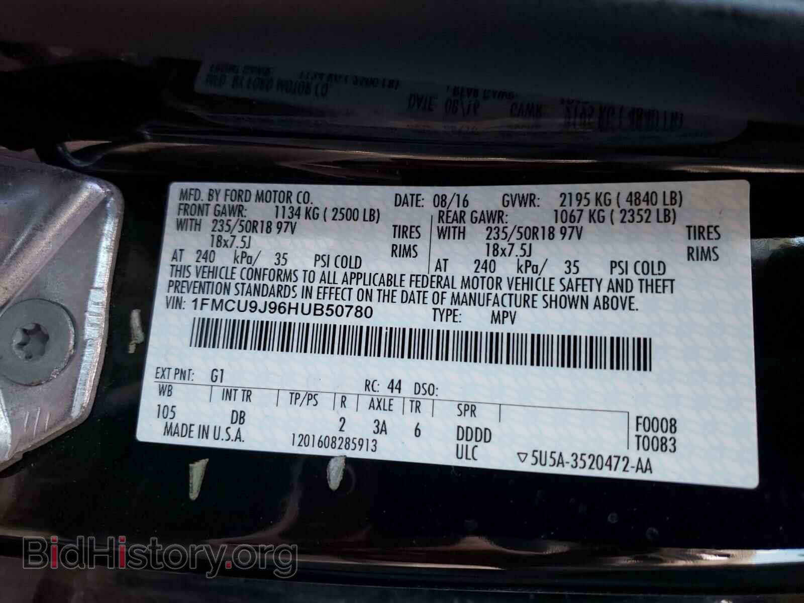 2017 FORD ESCAPE - VIN: 1FMCU9J96HUB50780 - Photo 10