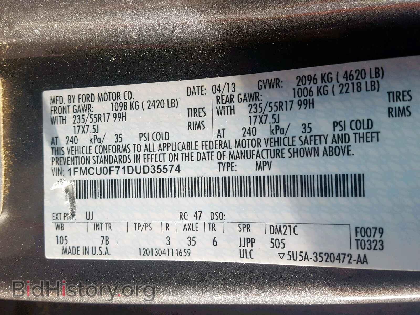 2013 FORD ESCAPE S - VIN: 1FMCU0F71DUD35574 - Photo 10
