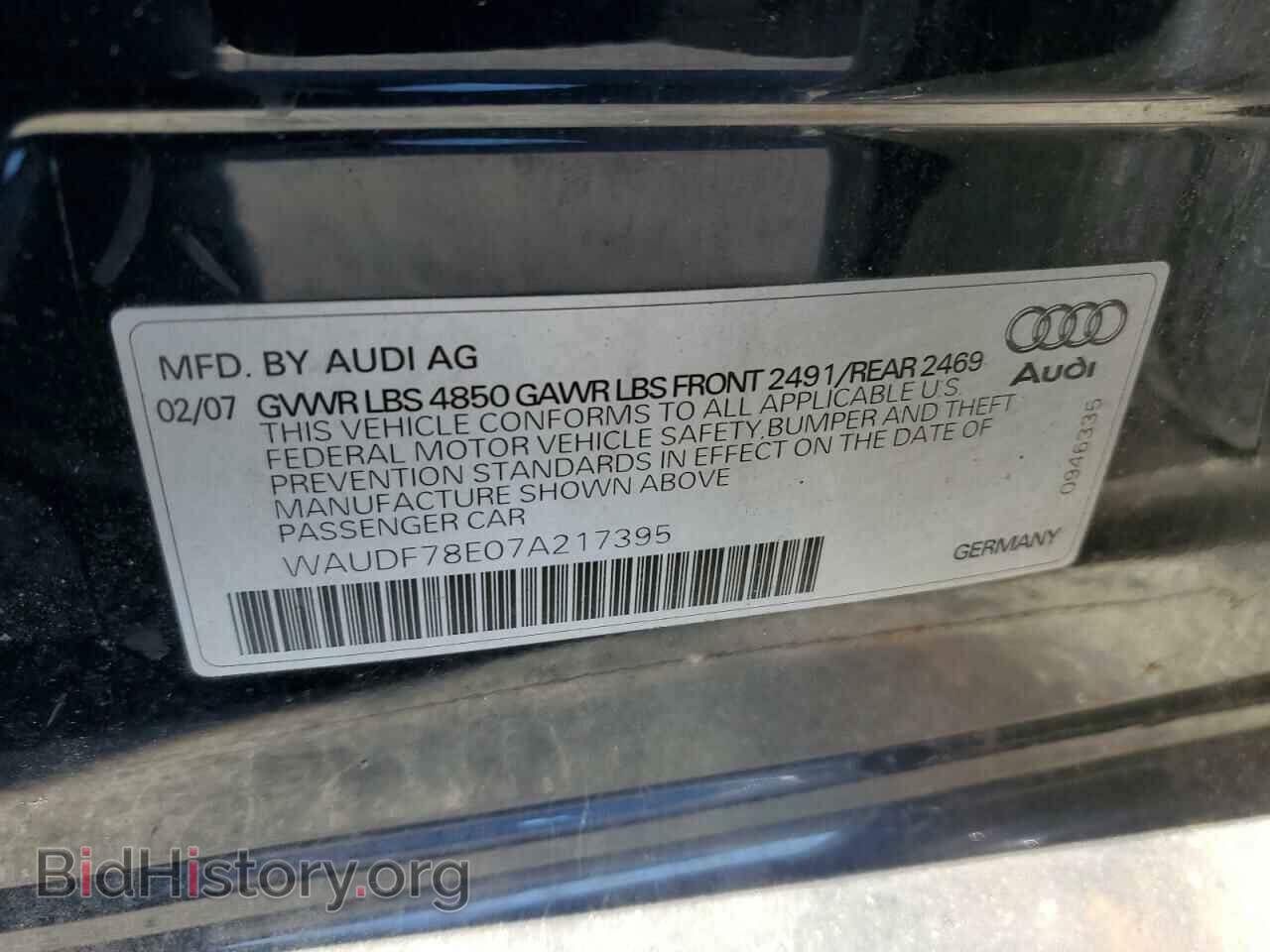 2007 AUDI A4 - VIN: WAUDF78E07A217395 - Фото 12