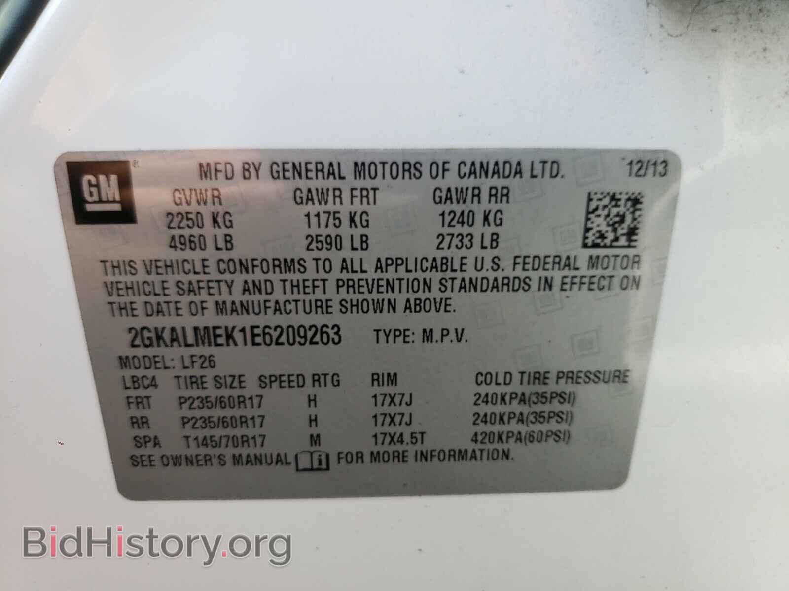 2014 GMC TERRAIN - VIN: 2GKALMEK1E6209263 - Photo 10
