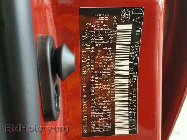 2012 TOYOTA COROLLA - VIN: 2T1BU4EE4CC866254 - Фото 10