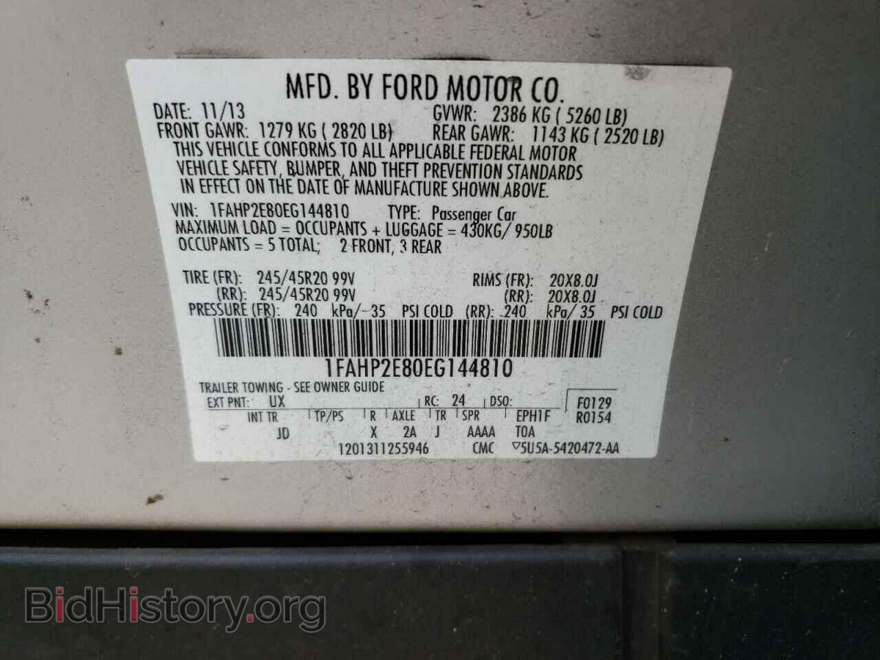 2014 FORD TAURUS - VIN: 1FAHP2E80EG144810 - Photo 13