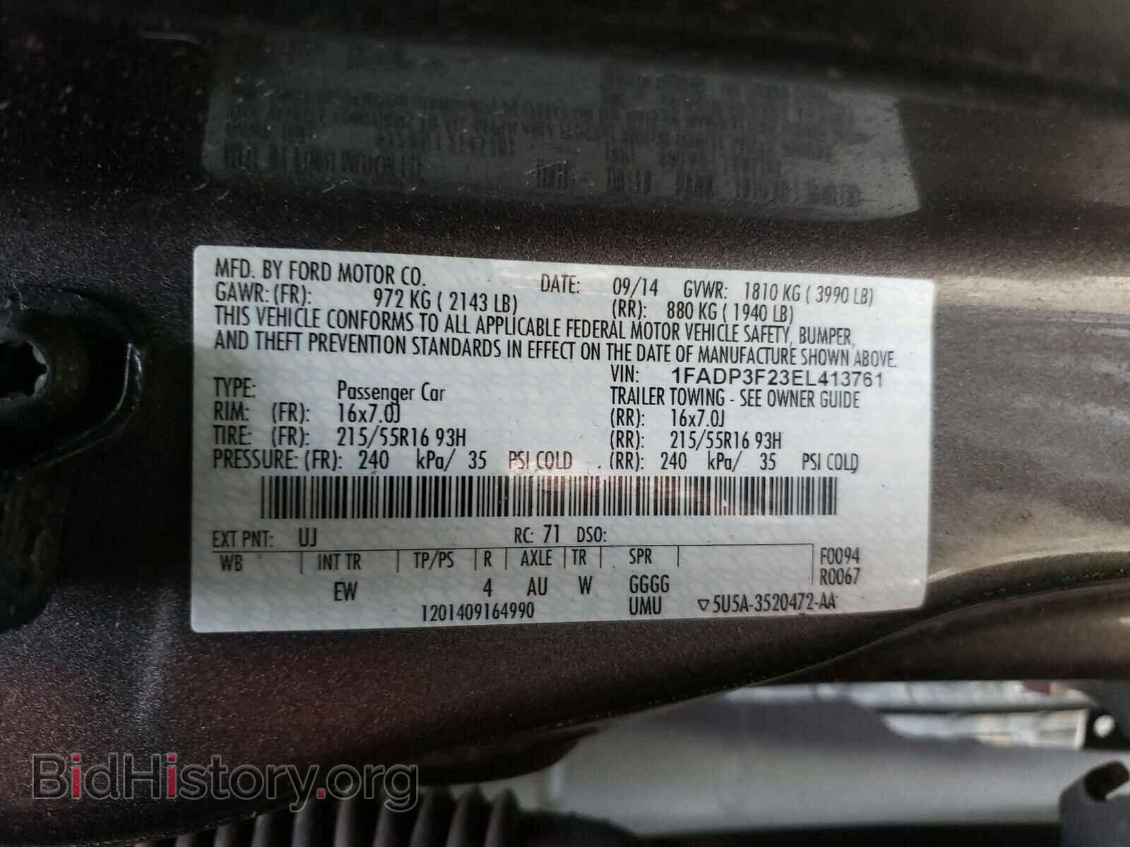 2014 FORD FOCUS - VIN: 1FADP3F23EL413761 - Фото 10