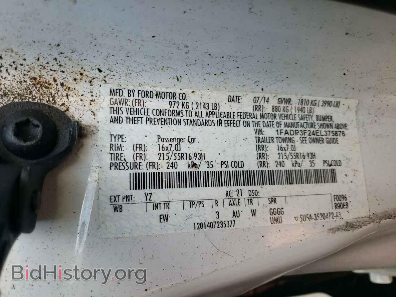 2014 FORD FOCUS - VIN: 1FADP3F24EL375876 - Фото 10