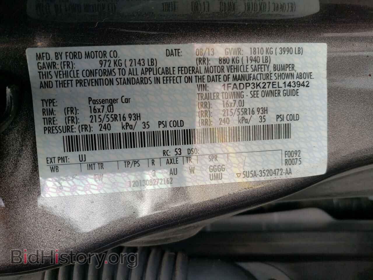 2014 FORD FOCUS - VIN: 1FADP3K27EL143942 - Фото 10