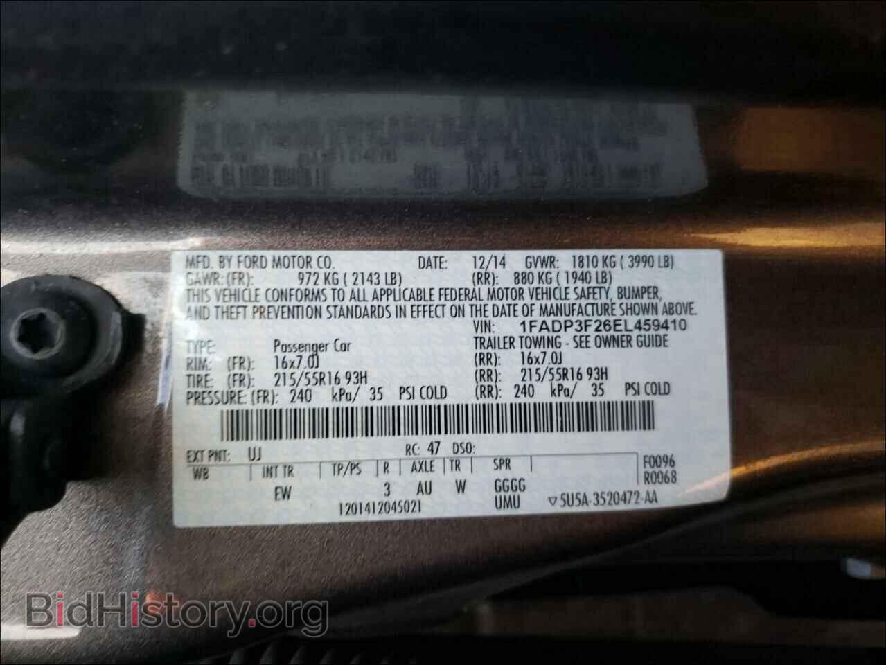 2014 FORD FOCUS - VIN: 1FADP3F26EL459410 - Фото 10