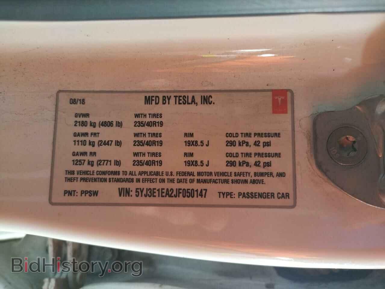 2018 TESLA MODEL 3 - VIN: 5YJ3E1EA2JF050147 - Photo 12
