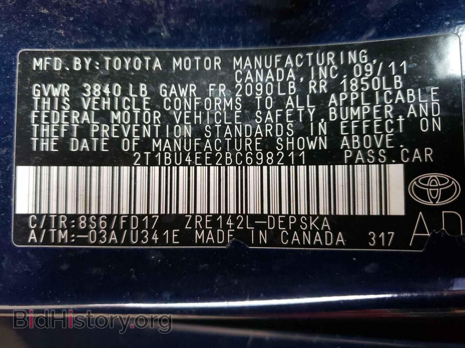 2011 TOYOTA COROLLA - VIN: 2T1BU4EE2BC698211 - Photo 10