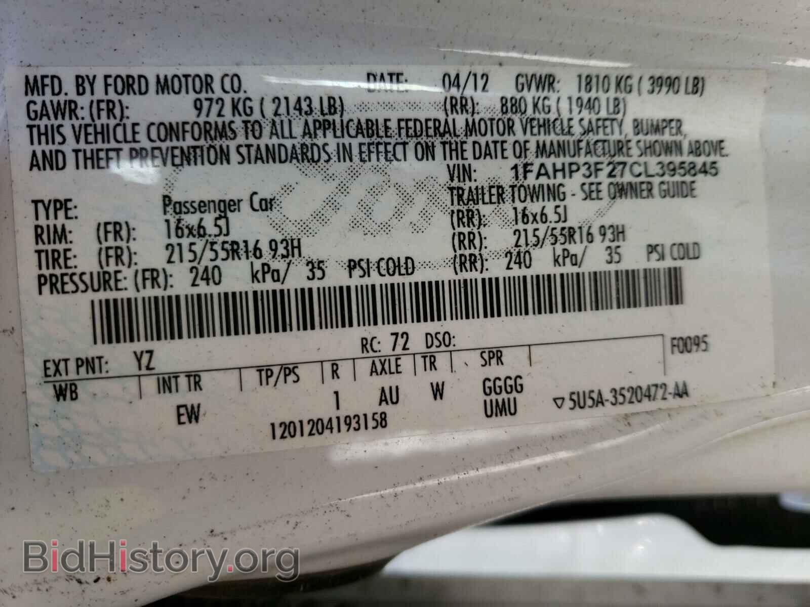 2012 FORD FOCUS - VIN: 1FAHP3F27CL395845 - Фото 10