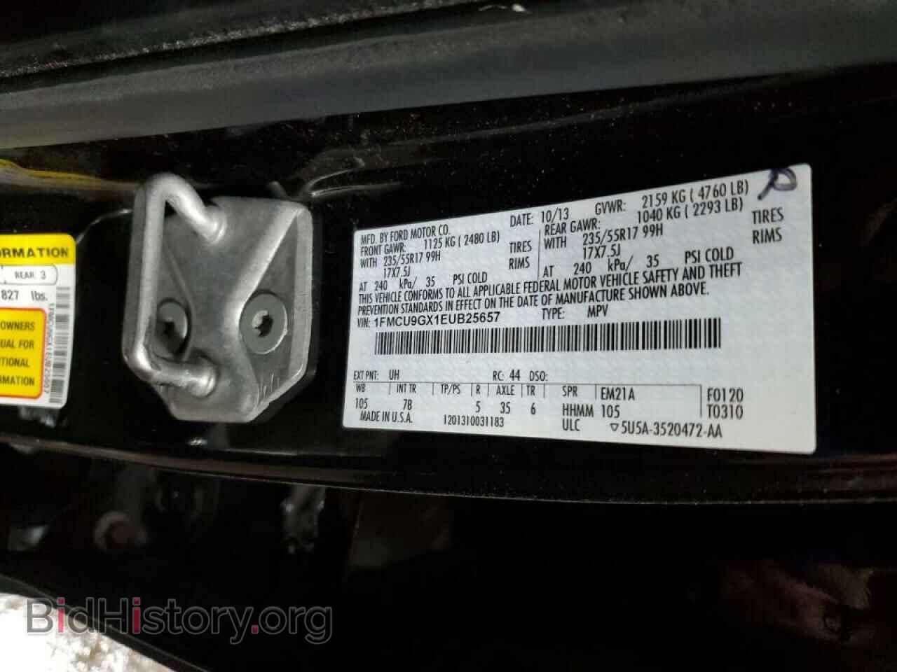 2014 FORD ESCAPE - VIN: 1FMCU9GX1EUB25657 - Фото 13