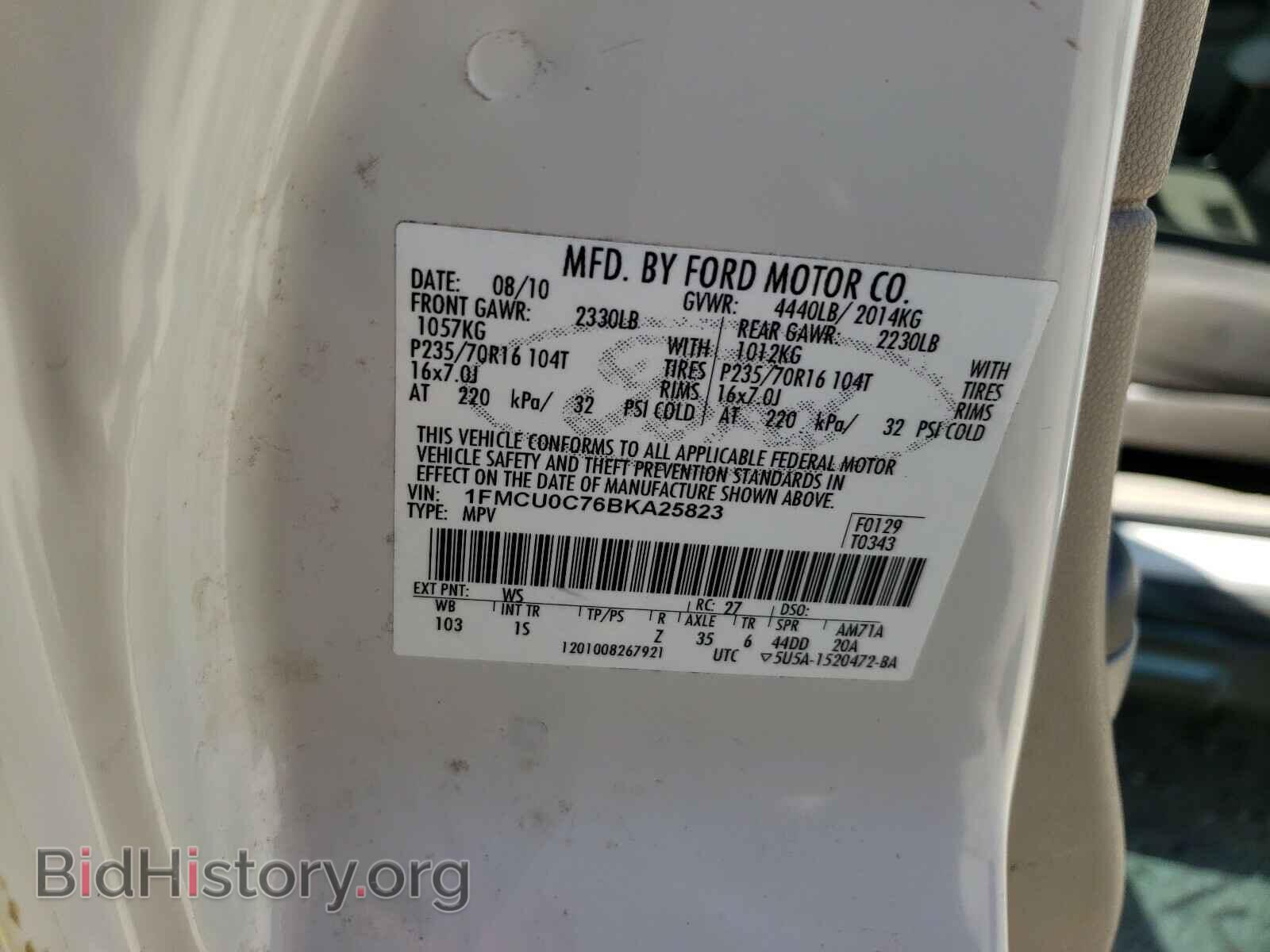 2011 FORD ESCAPE - VIN: 1FMCU0C76BKA25823 - Фото 10